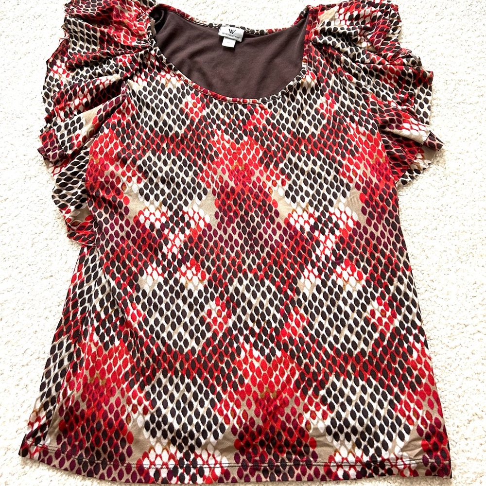 Worthington Red and Brown Blouse